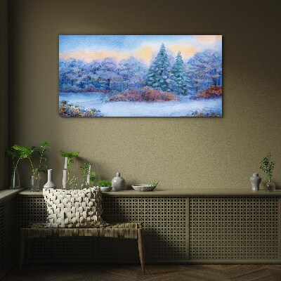 Tableau photo sur verre Paysage d'hiver aux couleurs pastel