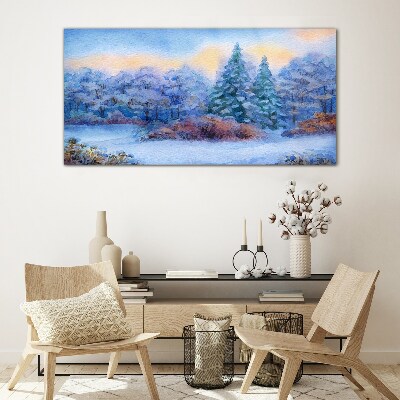 Tableau photo sur verre Paysage d'hiver aux couleurs pastel