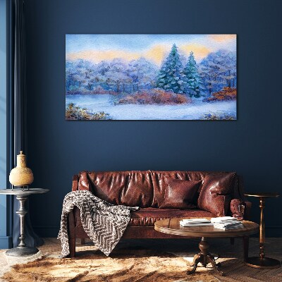 Tableau photo sur verre Paysage d'hiver aux couleurs pastel