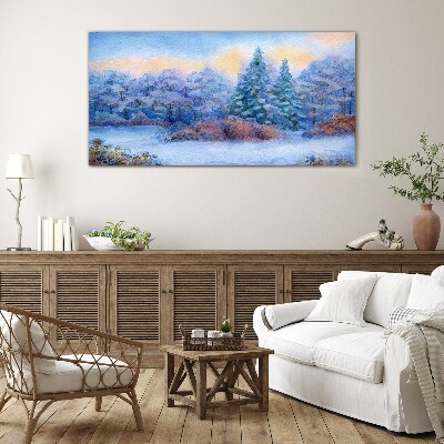 Tableau photo sur verre Paysage d'hiver aux couleurs pastel