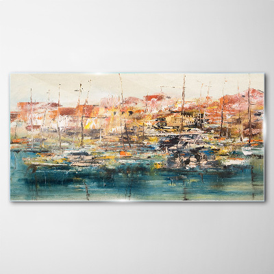 Tableau photo sur verre Paysages portuaires aux couleurs pastel