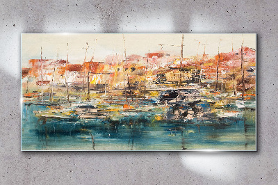 Tableau photo sur verre Paysages portuaires aux couleurs pastel