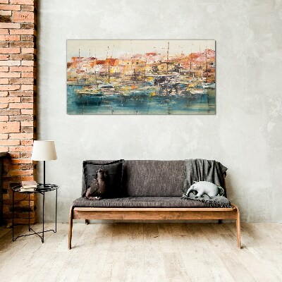 Tableau photo sur verre Paysages portuaires aux couleurs pastel