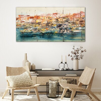 Tableau photo sur verre Paysages portuaires aux couleurs pastel