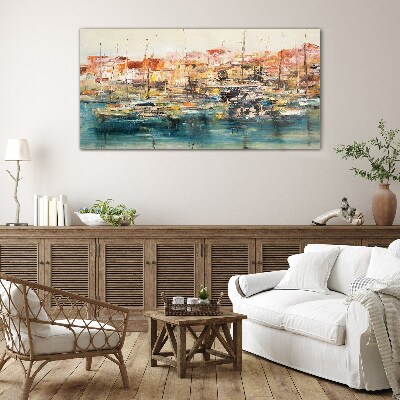Tableau photo sur verre Paysages portuaires aux couleurs pastel