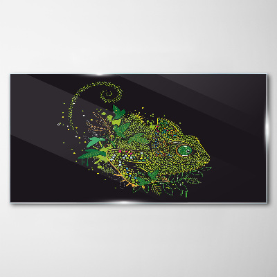 Tableau imprimé sur verre Caméléon en vert