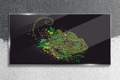 Tableau imprimé sur verre Caméléon en vert