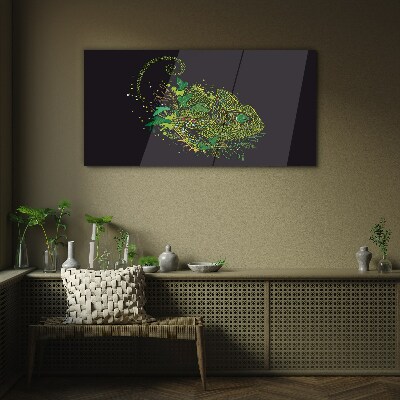 Tableau imprimé sur verre Caméléon en vert
