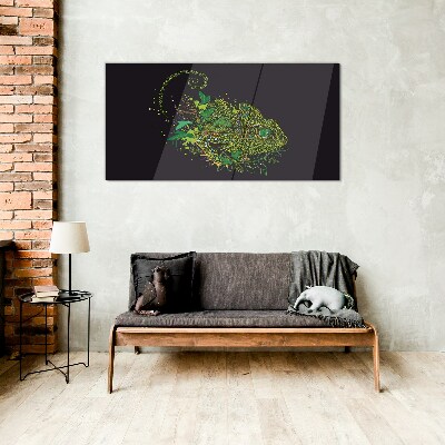 Tableau imprimé sur verre Caméléon en vert