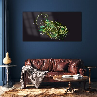 Tableau imprimé sur verre Caméléon en vert