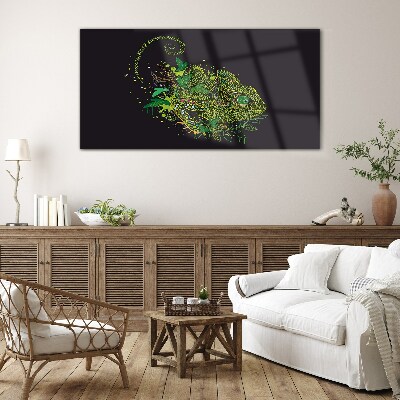 Tableau imprimé sur verre Caméléon en vert