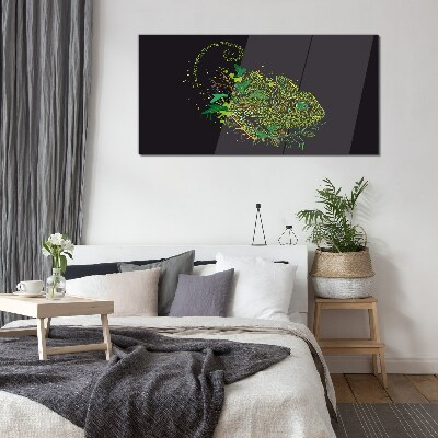 Tableau imprimé sur verre Caméléon en vert