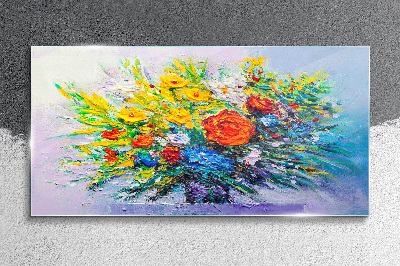 Tableau verre imprimé Une composition florale aux couleurs intenses