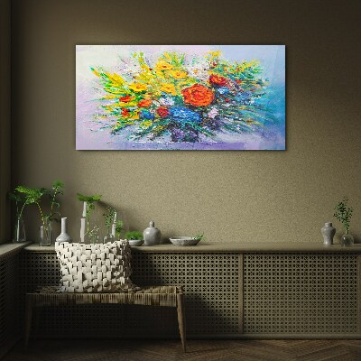 Tableau verre imprimé Une composition florale aux couleurs intenses