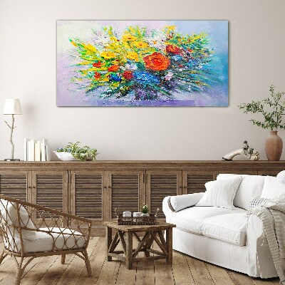 Tableau verre imprimé Une composition florale aux couleurs intenses
