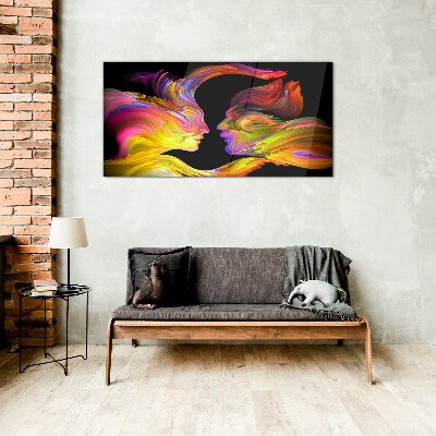 Tableau en verre Dialogue émotionnel en couleurs