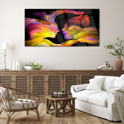 Tableau en verre Dialogue émotionnel en couleurs