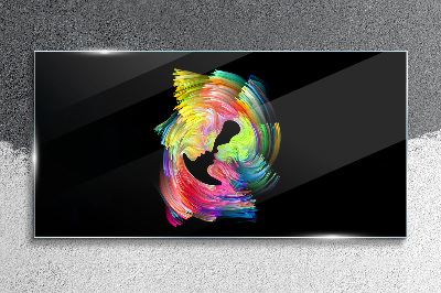 Tableau imprimé sur verre Regards colorés dans le noir