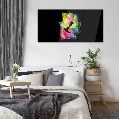 Tableau imprimé sur verre Regards colorés dans le noir