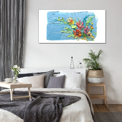 Tableau verre imprimé Fleurs sur fond bleu