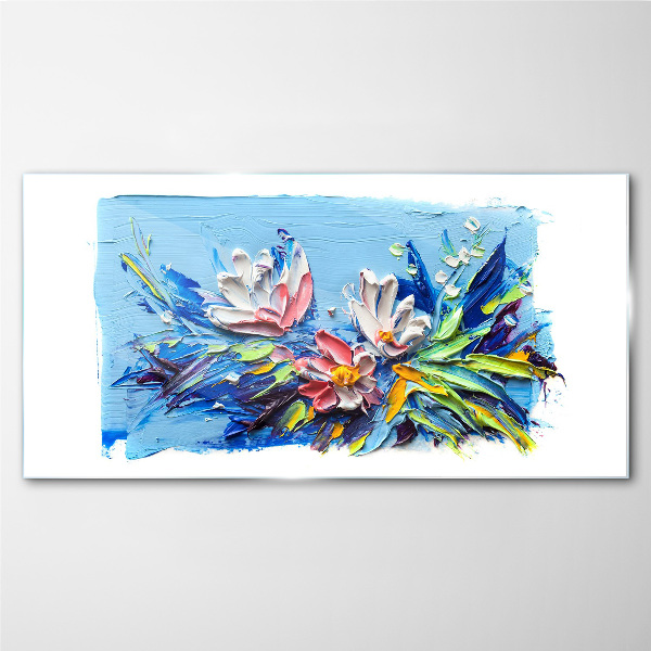 Tableau photo sur verre Un paysage floral aux tons bleus