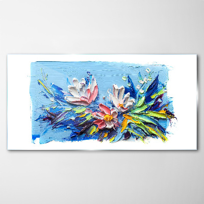 Tableau photo sur verre Un paysage floral aux tons bleus