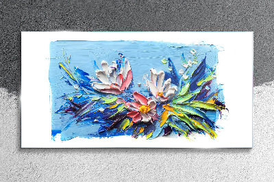 Tableau photo sur verre Un paysage floral aux tons bleus