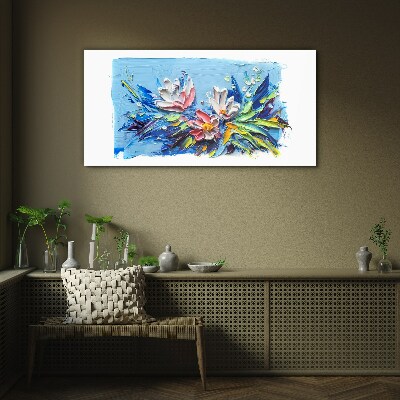Tableau photo sur verre Un paysage floral aux tons bleus