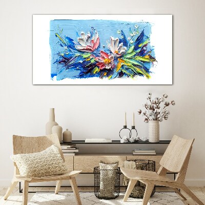 Tableau photo sur verre Un paysage floral aux tons bleus