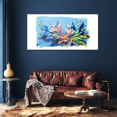 Tableau photo sur verre Un paysage floral aux tons bleus