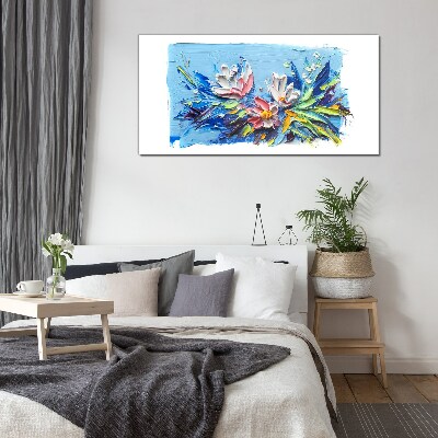 Tableau photo sur verre Un paysage floral aux tons bleus
