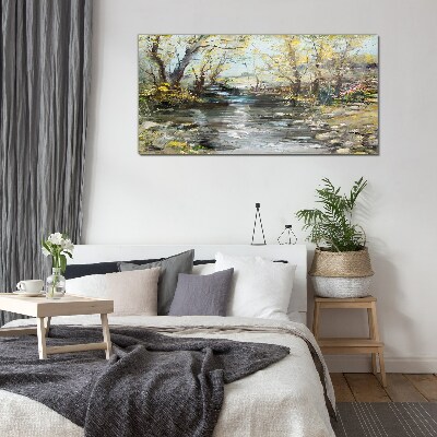 Tableau en verre Paysage printanier au bord du ruisseau