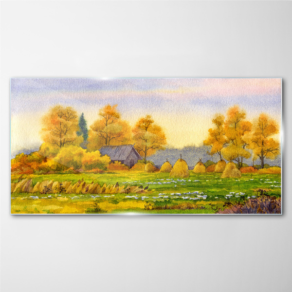 Tableau verre imprimé Automne doré dans le paysage rural