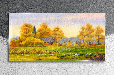 Tableau verre imprimé Automne doré dans le paysage rural
