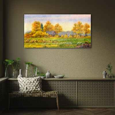 Tableau verre imprimé Automne doré dans le paysage rural