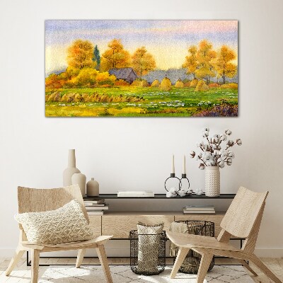 Tableau verre imprimé Automne doré dans le paysage rural