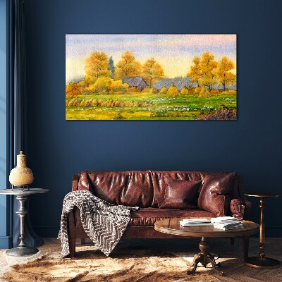 Tableau verre imprimé Automne doré dans le paysage rural