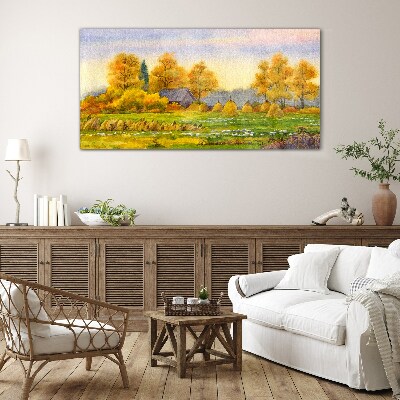 Tableau verre imprimé Automne doré dans le paysage rural