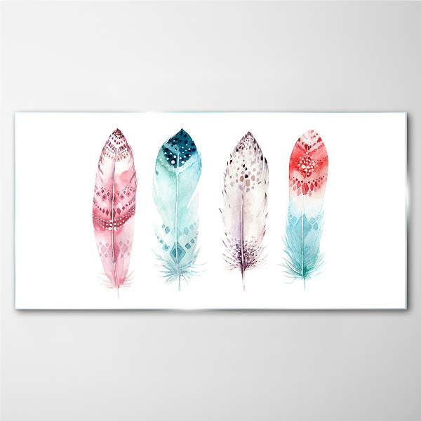 Tableau verre imprimé Plumes aux tons pastel