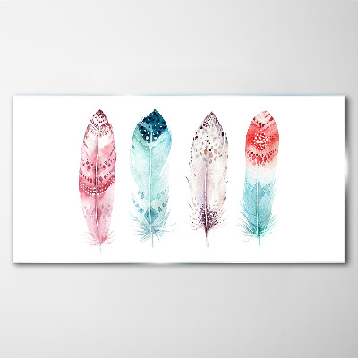 Tableau verre imprimé Plumes aux tons pastel