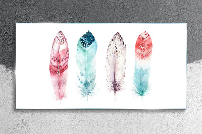 Tableau verre imprimé Plumes aux tons pastel