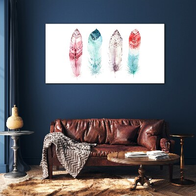 Tableau verre imprimé Plumes aux tons pastel
