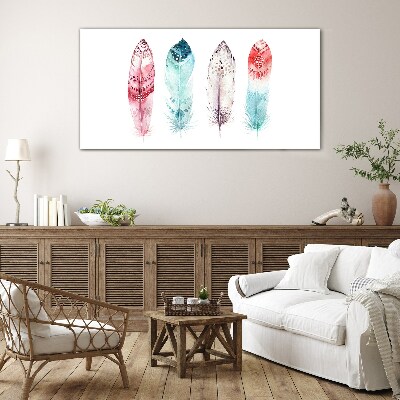 Tableau verre imprimé Plumes aux tons pastel