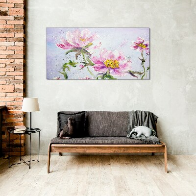 Tableau imprimé sur verre Rêves floraux aux tons pastel