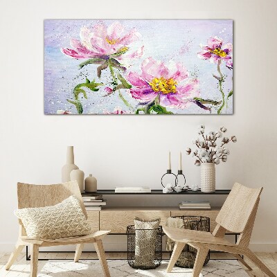 Tableau imprimé sur verre Rêves floraux aux tons pastel