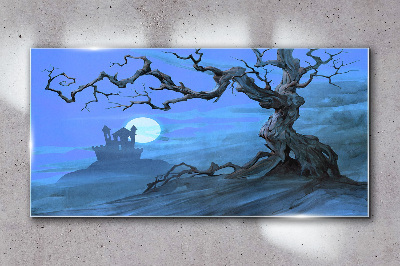 Tableau photo sur verre Château au clair de lune