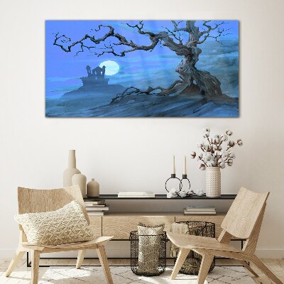 Tableau photo sur verre Château au clair de lune