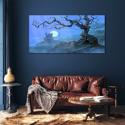 Tableau photo sur verre Château au clair de lune