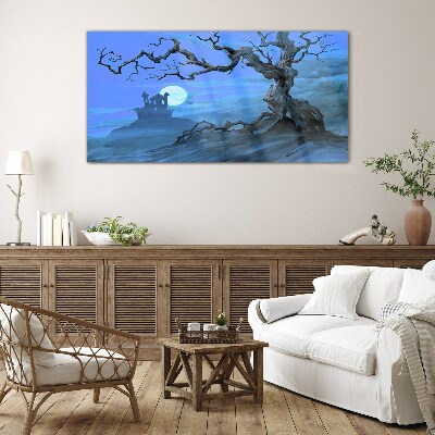 Tableau photo sur verre Château au clair de lune