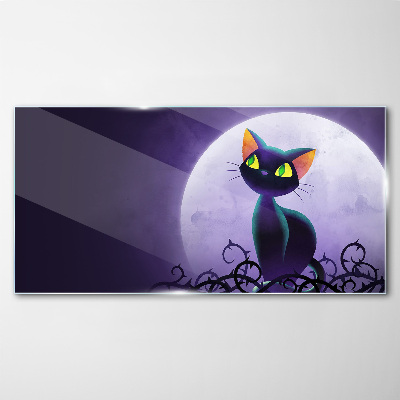 Tableau photo sur verre Chats au clair de lune